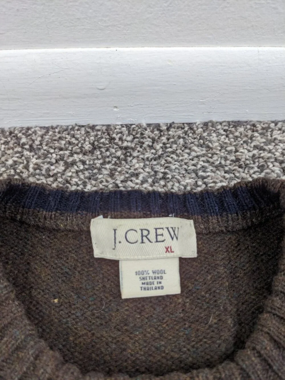 Vintage J Crew Sweater Shetland Wool Crewneck Pullover Brown Mens XL